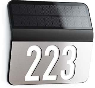 Steinel Solar Hausnummer My XSolar LH-N, Edelstahl Hausnummernschild beleuchtet, gestanzte Ziffern individuell wählbar