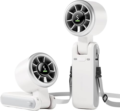 Portable Handheld Turbo Fan 4000mAh USB Rechargeable Personal Hand Held fans 5 Gear Wind, Battery Operated Up to 12 Working Hours, 3 IN 1 Folding Fan with Air Turbo Tech Cooling Fan (white)