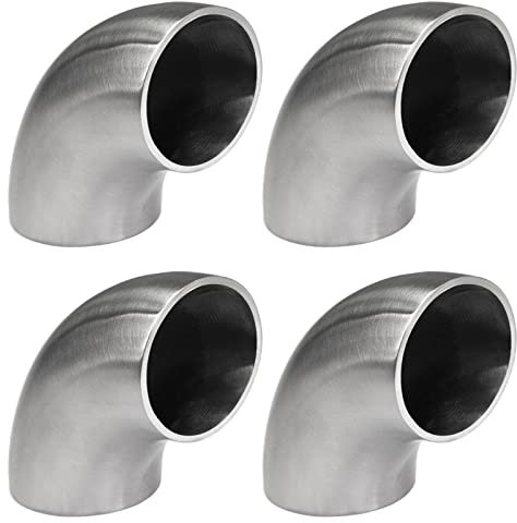 PRIOstahl Schweißbogen Rohrbogen Rohrverbinder Verbinder 90 Grad x 4 Stück Ø 42,4mm Verbindung Bogen Rundbogen zum Schweißen für Rundrohre Rohre Handlauf Geländerbau Rostfrei aus Edelstahl V2A