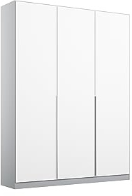 Rauch Möbel Alabama, Kleiderschrank, Farbe Weiß/Seidengrau, Breite 136 cm | Schrank, 3-türig, Zubehör Premium, für Schlafzimmer, Kinderzimmer, Gästezimmer, Homeoffice, Garderobe, Flur