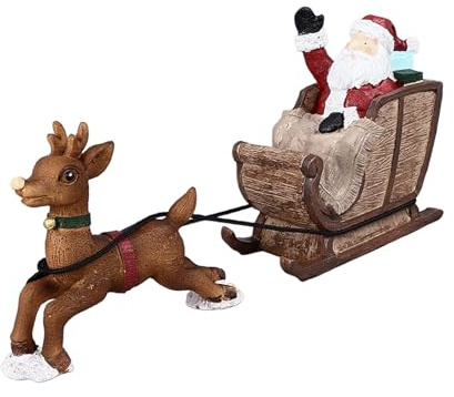 Focket Weihnachten Aquarium Dekorationen, Harz Weihnachtsmann Rentier Schlitten Fisch Deko, Deko Aquarium Weihnachtsmann auf Schlitten Xmas Miniaturfiguren Mikrolandschaft