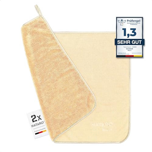 NATARO® Lot de 2 serviettes Fast Dry it Chiffon sec de qualité supérieure pour cabine de douche, voiture, maison, camping - L'original - Chiffon en microfibre extra absorbant, non pelucheux