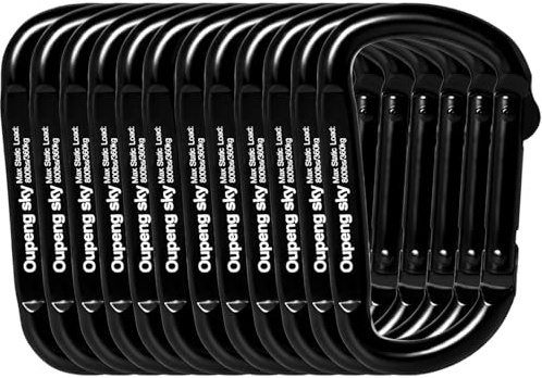 12PCS Carabiner Clip - Heavy Duty Iron Carabiners 800lbs Carabeaner D Ring Shape,Caribeener Key Chain Clip Hook,Keychain Clip,Multipurpose for Camping, Hiking,Backpacking or Other Outdoor Activities.