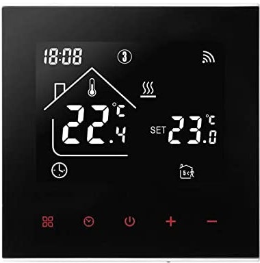 jackfru Tuya WiFi Termostato per riscaldamento a pavimento, con display a LED, touch screen, termostato digitale, compatibile con Alexa, Google Home (nero, acqua e riscaldamento a pavimento 3A)
