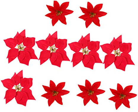 FUNOMOCYA 10stücke Künstliche Weihnachtsblumen Simulatied Blumen Weihnachten Baum Verzierungen Kunstblumenschmuck Für Weihnachtsdeko Und Festivals