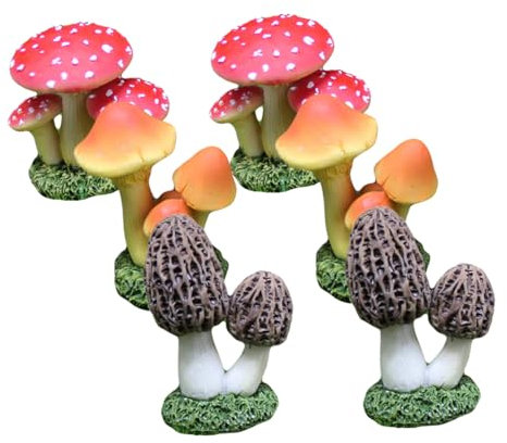 IWOWHERO 6stücke Dekor Pilzfiguren Miniaturpilz Garten Dekoration Pilze Pilzdekor Harzpilz Pilzstatue Pilz-dekor Mikro-landschaftspilz Kleiner Pilz