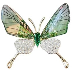 Grüner Kristall Schmetterling Brosche Kristall Insekt Metall Pin für Frauen Insekt Corsage Abzeichen Trendy Abzeichen Schmuck Geschenke