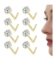 Chriscoco 20G Nasenpiercing Gold Nasenpiercing Chirurgenstahl 14K Gold Nasenpiercing Stecker Zirconia Piercing Nase Nasenstecker Nostril Piercing für Damen Herren
