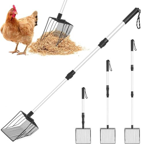 1pcs Hühnerstall Zubehör Chicken Poop Scooper einstellbare Hühnerschaufel für die Reinigung Siebschaufel für Hühnerstall Trennung von KOT und Schutt von Sand Hühnerstreu Schaufel Zubehör