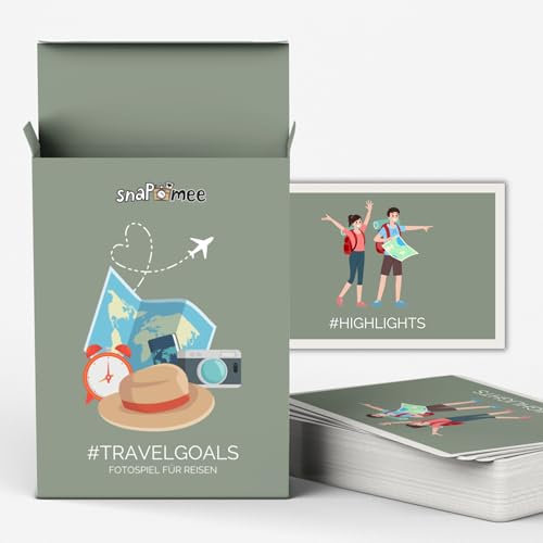 Urlaubsfoto-Challenge by snaPmee - 50+4 Fotoaufgaben - Travelgoals Spiel für Reisen - Tolle Foto-Ideen, Geschenk Urlaub, Paare, Familie & Co