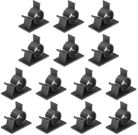 PATIKIL 10-13MM Adhesive Nylon Cable Clamps, 14 Pcs Cable Management Clips Wall Wire Holder Cord Organizer Adjustable for Wall Office Home Under Desk, Black
