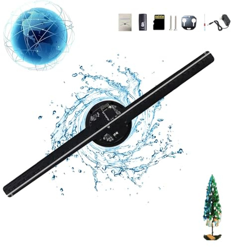 Albero di Natale 3D con Ologramma e Ventaglio LED, Mini Proiettore WiFi e Bluetooth, per Insegne di Negozi e Bar (1pcs, EU)