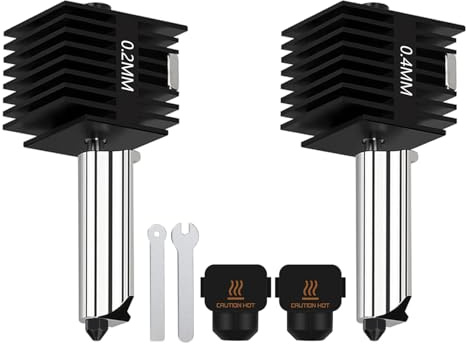 HysiPrui Set di 2 confezioni di stampanti 3D assemblate Hotend per Bambu Lab A1 Mini/A1 - estremità calda/testina di stampa di ricambio con ugello in acciaio temprato da 0,4 mm e 0,2, interruzione del