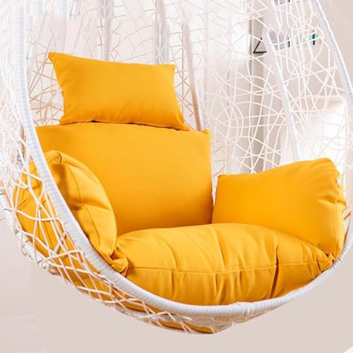 Egg Chair Swing Cushion Outdoor, Hanging Egg Chair Cushion, Hanging Basket Chair Cushion, Hanging Hammock Chair Cushion Replacement, Garden Seat Pad, Patio,(Only Cushion(Color:Yellow (Waterproof))
