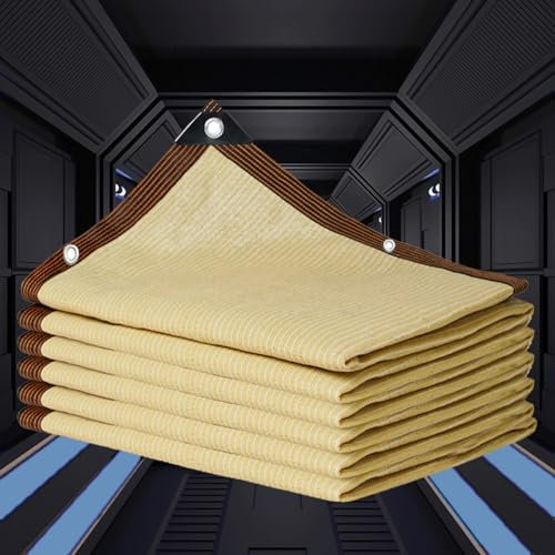KSQP Rete Ombreggiante Giardino con Occhielli, Vela Ombreggiante Rettangolare 3x4m Tenda Vela Rettangolare 90% Ombreggiatura Resistente UV Giardino, Patio, Pergola, Cortile-Sabbia,beige-5x8m