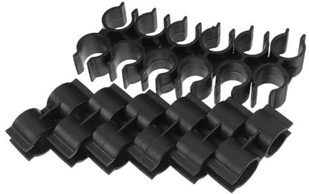 JECOMPRIS 12pcs 25mm Double Pipe Clamps Plastic Tube Clips with Wing Lock for Chain Link Fence Panel Fasteners and Warehouse Shelf Connectors