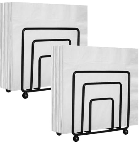 2 Stücke Serviettenhalter Schwarz, Serviettenhalter Freistehender Metall Tischtuchspender, Servietten-Rahmen,Servietten Halter, Serviettenständer für Küche, Tisch, Restaurant, Café, Hotel und Bar