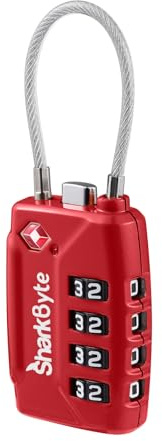 SharkByte Serrure de coffre TSA - 1 pièce, homologuée TSA, sécurité à 4 chiffres