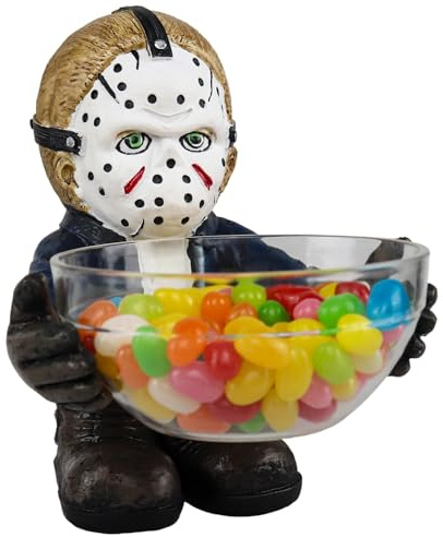 Halloween Candy Bowl Holder Horror Movie Gnomes Scary Candy Dish Stand Decorations (Resin) (B)