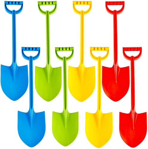 8 pale da spiaggia per sabbia da 38,1 cm di lunghezza, per bambini, pala da spiaggia, giocattoli colorati, per bambini, giardino, spiaggia, pala, scavare, sabbia, neve, 4 colori