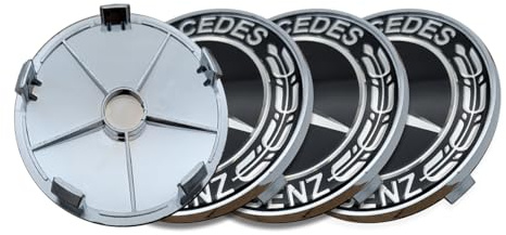 4 Stück Nabendeckel für Mercedes, 68mm Radnabenkappen Felgenkappen Nabenkappen (Neu-Schwarz)