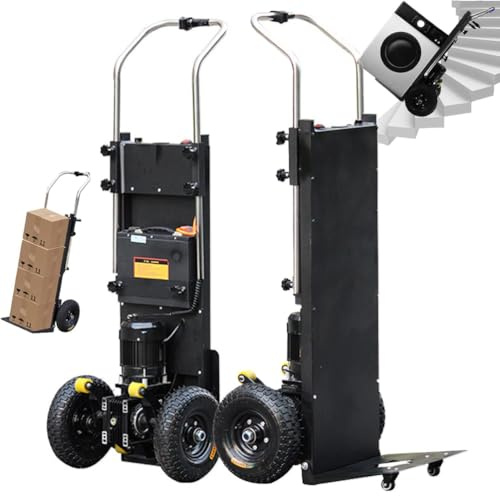Carrello montascale Elettrico, con capacità di carico di 500 kg, Sali e scendi Le Scale Senza Sforzo, con 2 Maniglia, Facile da Usare e Portatile, per Casa, Ufficio, Shopping,001