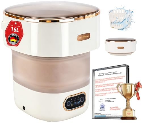 4.0 Upgraded portable washing machine 16L Folding Washing Machine [SGS certified German high-efficiency motor] [UV-C blue light cleaning% 99]Suitable for hotels, households, and apartment scenarios