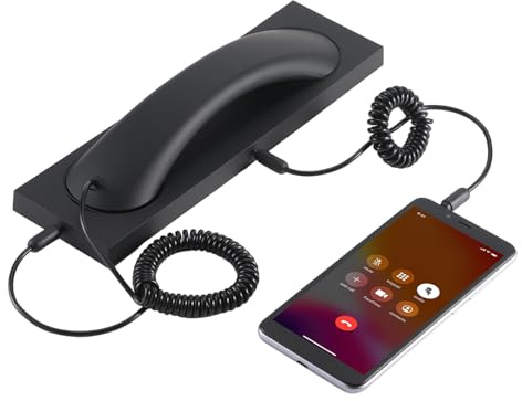 Auricular telefónico retro | Micrófono antirruido para línea fija con jack de 3,5 mm | Receptor telefónico escolar | Para casa, oficina, ancianos, ordenadores, pared y trabajo doméstico