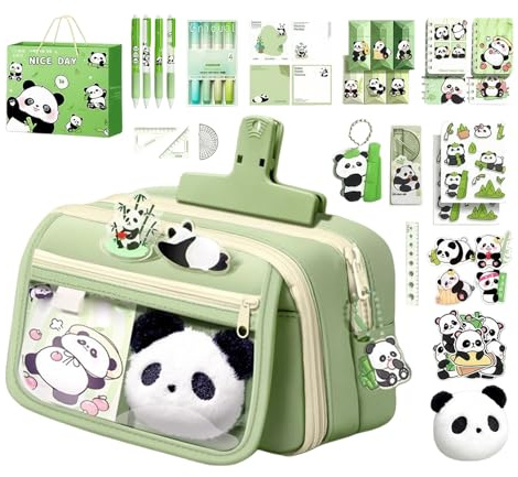 Ensemble de Papeterie pour | Fournitures Scolaires sur Le thème du Panda – Trousse à Crayons pour, Salle de Classe, garçons et Filles, Anniversaire, fête de Noël, rentrée Scolaire