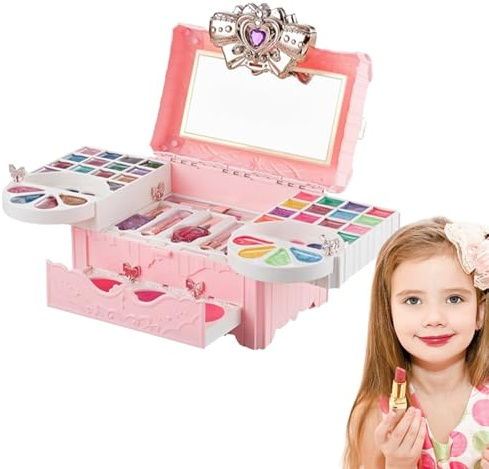 Barn makeup – rollspel nagellack och läppglans med | Förvaringsbox – barnsmink för flickor för skönhetsspel som present till jul födelsedag för hemmet och – för