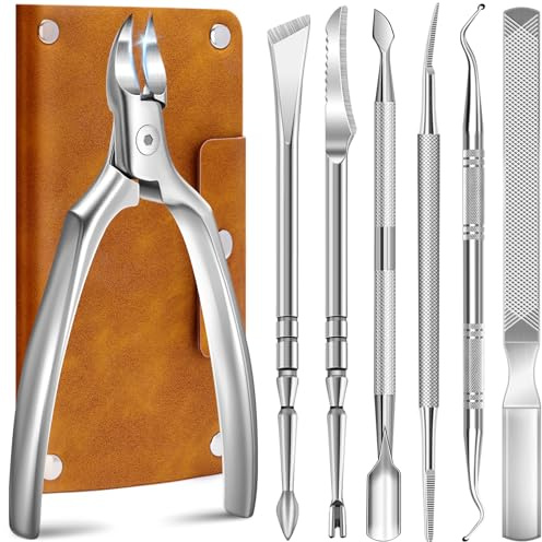 Coupe-Ongles de Précision pour Ongles Épais et Incarnés, Kit de 7 Pièces Podologique Professionnel, Outils de Pedicure et Soin des Pieds, Accessoires de Toilette en Acier Inoxydable Idéal pour Voyage