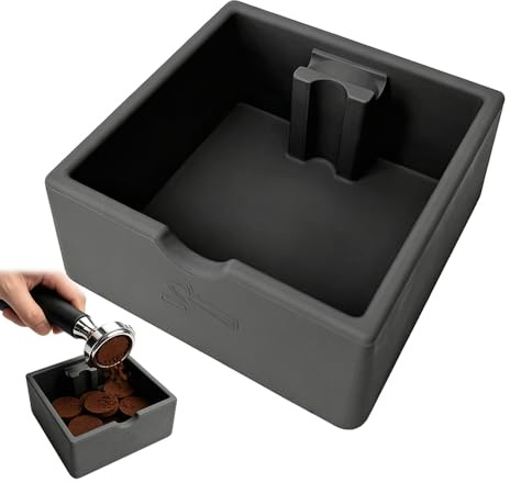 Mbuaopa Silicone Espresso Knock Box, Coffee Tamper Base Compatible, Espresso Knock Box, Silicone Knock Box Compatible with Dishwasher Safe, Non-Slip Base for Home, Café & Coffee Cart, Black