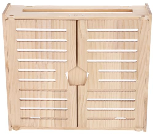 HOMOCONO Wooden Wifi Router Storage Box Safe Placement Multiple Cable Holes with 2-layer Design Wall-mounted Router Shelf Box Cable Management, for Home and Office Use