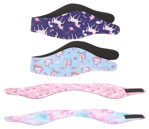 IOBIDDYS Diadema de Natación Ajustable y Cómoda de Sbr para Protección de Oídos en Kayak y Ducha, Paquete de 4 Unidades para Hombres y Mujeres