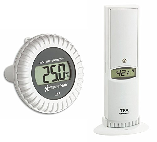 TFA Dostmann 30.3310.02 Thermo-Hygrometer, Sender mit Poolsender für Weatherhub Smarthome System Klima-und Heimüberwachung mit Smartphone (weiß mit Batterien)