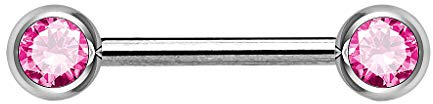Piersando Intimpiercing Brustwarzen Piercing Barbell mit Hantel Doppel Front Kristall Kugel