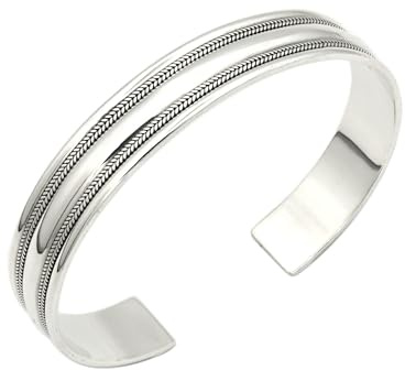 Treasure Bay Solid 925 Sterling Armreif für Herren (Silber, 17 cm)
