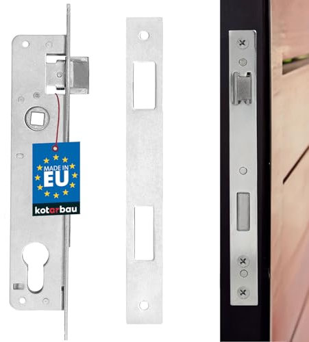 KOTARBAU® Serrure à larder 90/20 mm, DIN droite et gauche, pour porte, à cylindre profilé et à cadre tubulaire, avec contre-plaque, en acier galvanisé, de qualité supérieure, inoxydable Argenté
