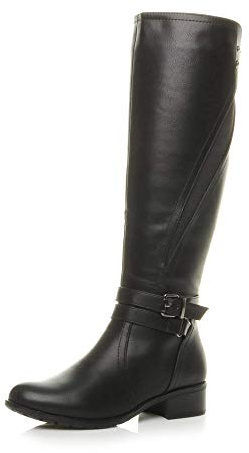 AJVANI low heel stretchy biker buckle calf knee chelsea riding boots size 7 40