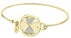 Lotus Style - Millennial armband för kvinnor, guldklöver, No aplica, Silver, Blå zirkonia