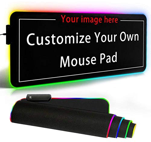 Naispanda LED RGB Personalised Gaming Mauspad, wasserdichte rutschfeste Büro-Schreibtischmatte mit 12 Beleuchtungsmodi, für PC Computer astatur Maus, 800 x 300 x 4 mm