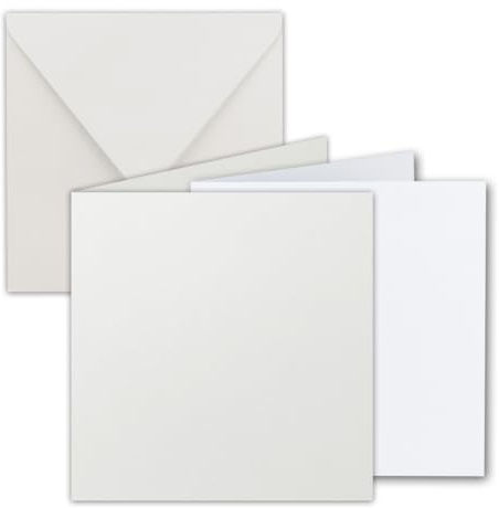 FarbenFroh by GUSTAV NEUSER 25x Quadratisches Faltkarten-Set inkl. Briefumschläge und extra viele Einlegeblätter - 15 x 15 cm - Hellgrau