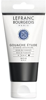 Lefranc Bourgeois 301243 Studio Gouache, kräftige, lichtbeständig, deckend Farben in der 80ml Tube - Schwarz