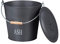 relaxdays Seau à Cendres, avec Couvercle, 12 litres, poignée de Transport, cheminée & Barbecue, bac à Charbon, Gris