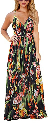 BUOYDM Robe Longue Femme Ete Robe de Plage Boheme Maxi Robe de Soirée Élegante Cocktail Chic