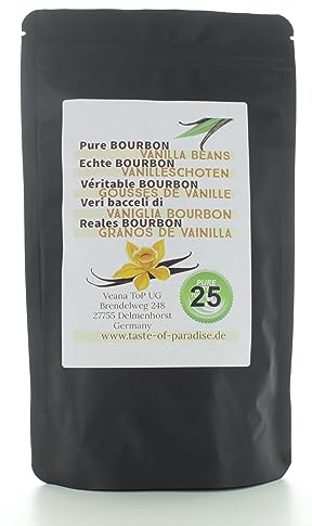 Baccelli di vaniglia bourbon (25 pezzi - 12-13 cm) 100% naturali del Madagascar, freschi e succosi, alto contenuto di vaniglia, vaniglia gourmet di alta qualità