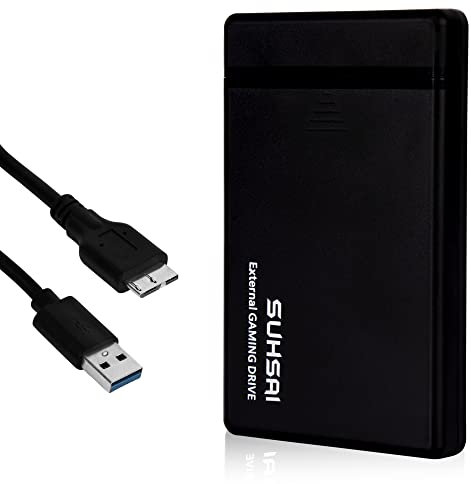 SUHSAI Disque Dur Externe Disque Dur de Jeu Disque Dur Portable 1 to Disque Dur Externe USB 3.0 idéal pour Le Stockage et la Sauvegarde pour Ordinateur Portable PC, Mac, Windows Console de Jeu (Noir)