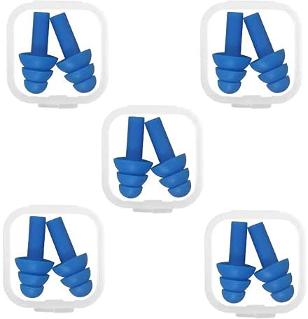5 Paia Tappi per le Orecchie, Tappi Orecchie per Dormire, Tappi per Le Orecchie da Nuoto, Tappi Auricolari in Silicone Riutilizzabili, per Dormire, Russare, Studiare, Viaggiare, Nuoto Blu