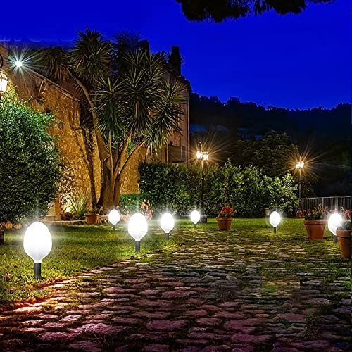 SUAVER Lámparas solares decorativas para jardín, resistentes al agua, 4 unidades, bolas LED, para exteriores, para jardín, arbustos, césped, vallas (blanco)