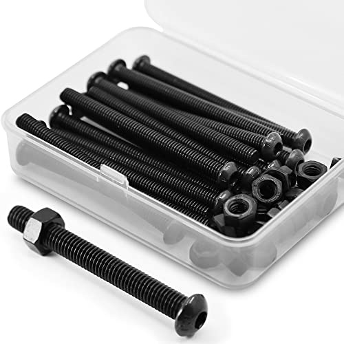 (15Ensemble) M6 x 70mm Vis à tête bombée avec six pans creux et écrous Filetage complet en Acier au Carbone 10,9(Noir)